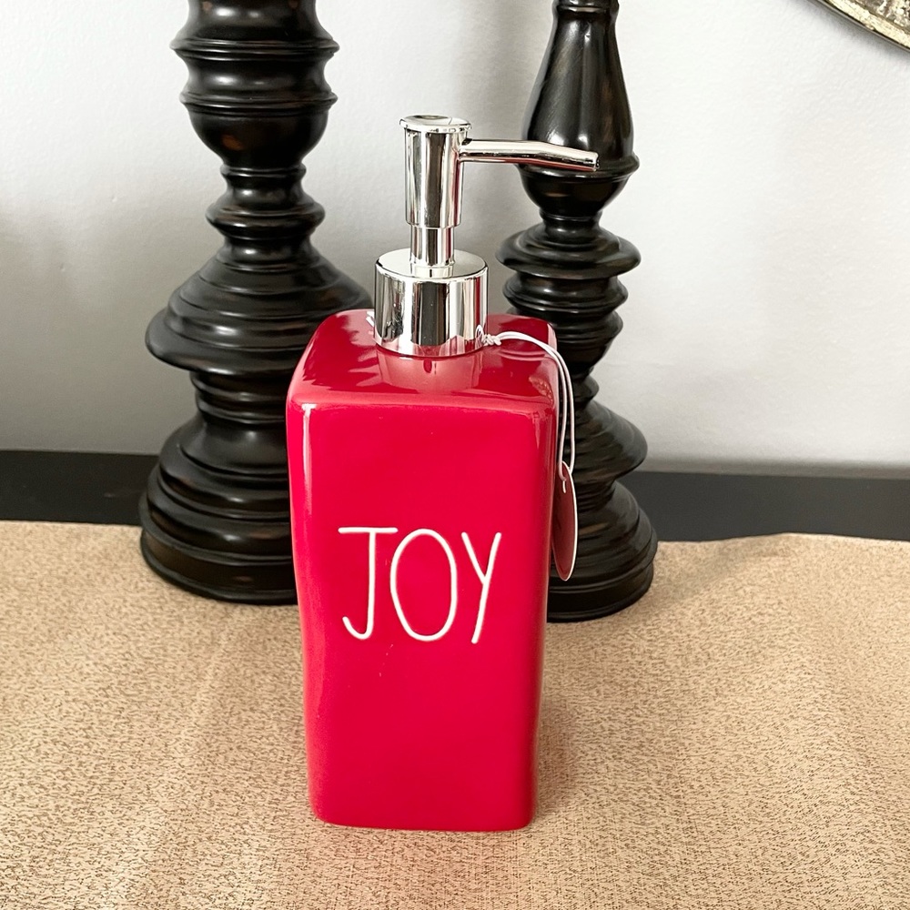 🆕Rae Dunn JOY Ceramic Soap Pump Dispenser